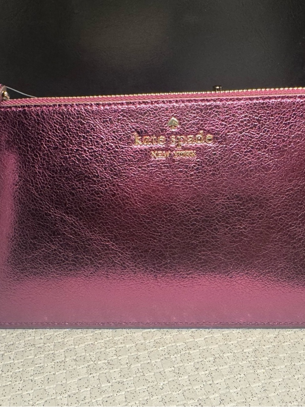 kate spade Metallic Magenta Zip Wristlet